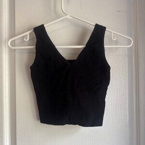 white ribbed tight crop top